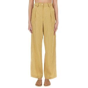 ALYSI Women's Striped Pleated Wide-Leg Pants Women GOLD